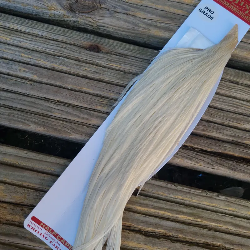 Whiting 1/2 Pro-Grade Dry Fly Rooster Cape in White-1